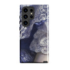 Portrait of a Woman Franz Xaver Winterhalter Samsung Case, Galaxy S24 Ultra / Gloss, Smartphone Case Intricate White Lace Pattern Dark Blue