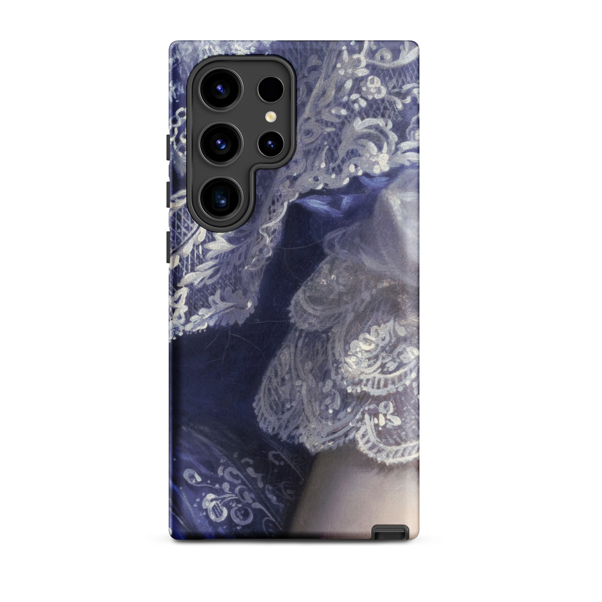 Portrait of a Woman Franz Xaver Winterhalter Samsung Case, Galaxy S24 Ultra / Matte, Smartphone Case Design White Lace Blue Background
