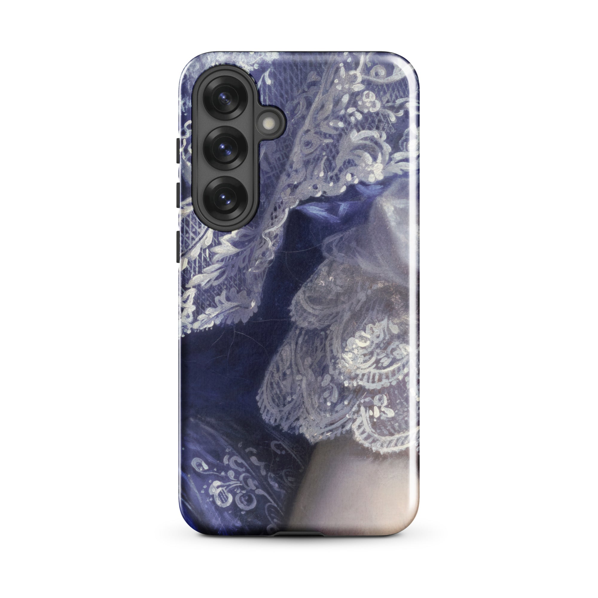 Portrait of a Woman Franz Xaver Winterhalter Samsung Case, Galaxy S25 Plus / Gloss, Smartphone Case Blue White Lace Pattern