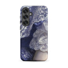 Portrait of a Woman Franz Xaver Winterhalter Samsung Case, Galaxy S25 Plus / Matte, Smartphone Case White Lace Design Dark Blue Background