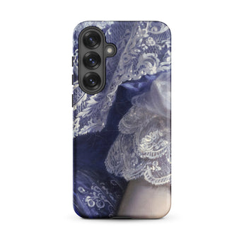 Portrait of a Woman - Franz Xaver Winterhalter Samsung Case, Galaxy S25 Plus / Matte, Smartphone Case White Lace Design Dark Blue Background