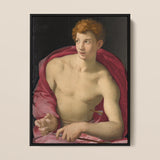 Ritratto di un giovane come San Sebastiano - Stampa d'arte di Bronzino / Tela, 12x16’’ / 31x41cm / Cornice nera, Poster Stampe & Opera visiva,