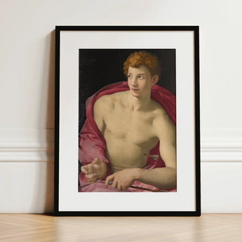 Ritratto di un giovane come San Sebastiano - Stampa d'arte di Bronzino / Tela, 12x16’’ / 31x41cm / Cornice nera / Passe-partout, Poster Stampe &