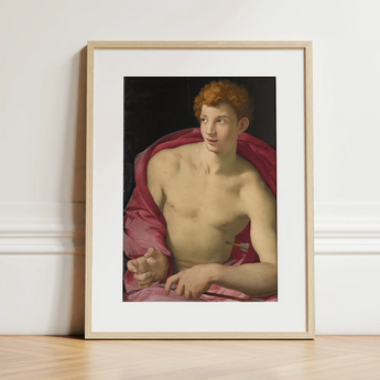 Ritratto di un giovane come San Sebastiano - Stampa d'arte di Bronzino / Tela, 12x16’’ / 31x41cm / Cornice naturale / Passe-partout, Poster Stampe &