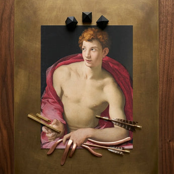 Portrait of a Young Man as Saint Sebastian - Bronzino Art Print / Canvas Bronze-colored Three-dimensional Sculpture Curly Red Hair, Two