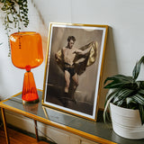 Prancer - Gay Circus Performer Art Print, Vintage Black White Photograph Gold Frame Dancer Dramatic