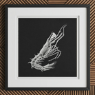 Prawn - Ernst Haeckel Marine Life Art Print, 12x12’’ / 31x31cm / Black Frame / 2’’ Matboard, Framed Black-and-white Scientific Illustration