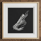 Prawn - Ernst Haeckel Marine Life Art Print, 12x12’’ / 31x31cm / Natural Frame / 2’’ Matboard, Framed Black White Illustration Spiny Lobster