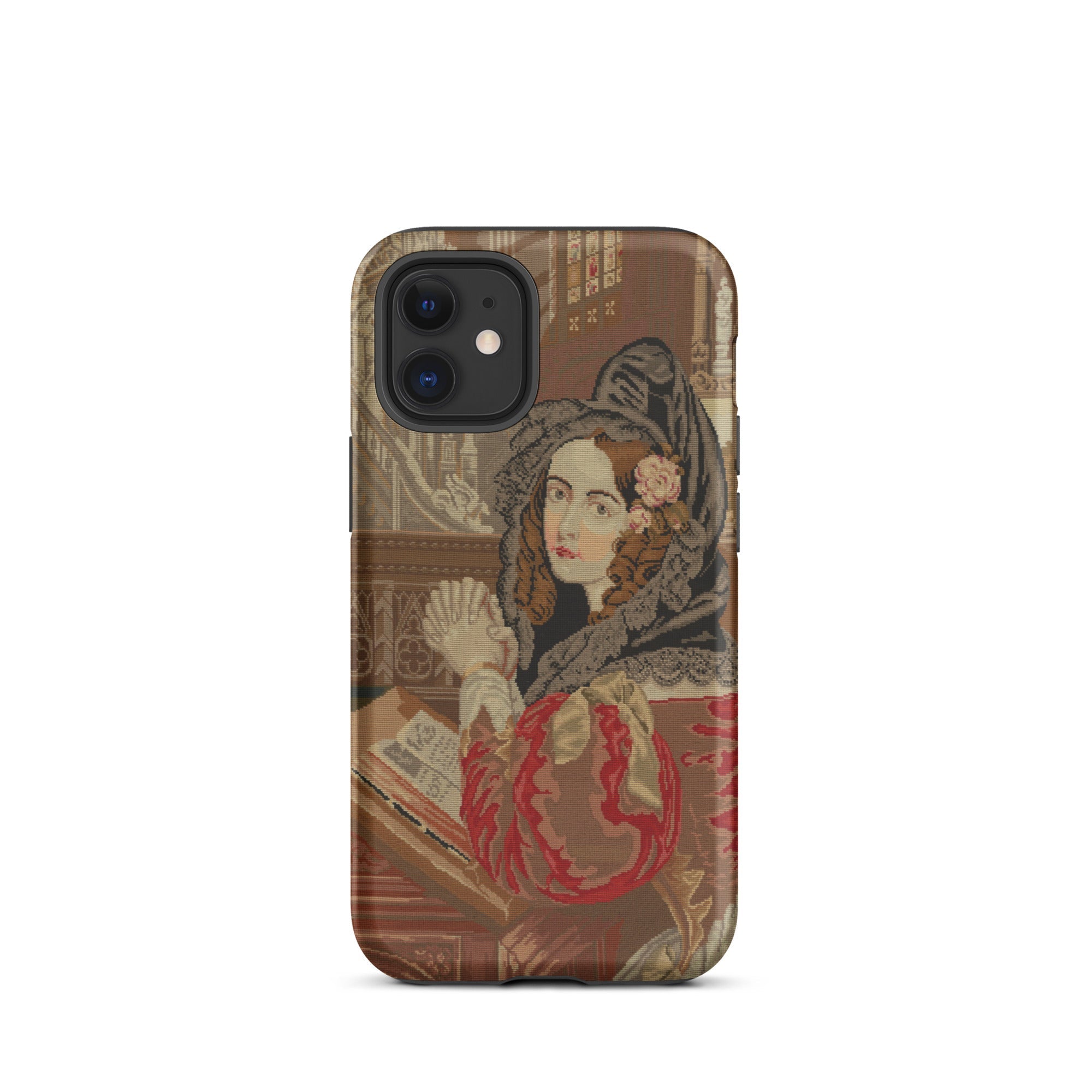 Prayer Break Gothic Revival Embroidered Iphone Case, 12 Mini / Matte, Phone Case Vintage Woman Portrait
