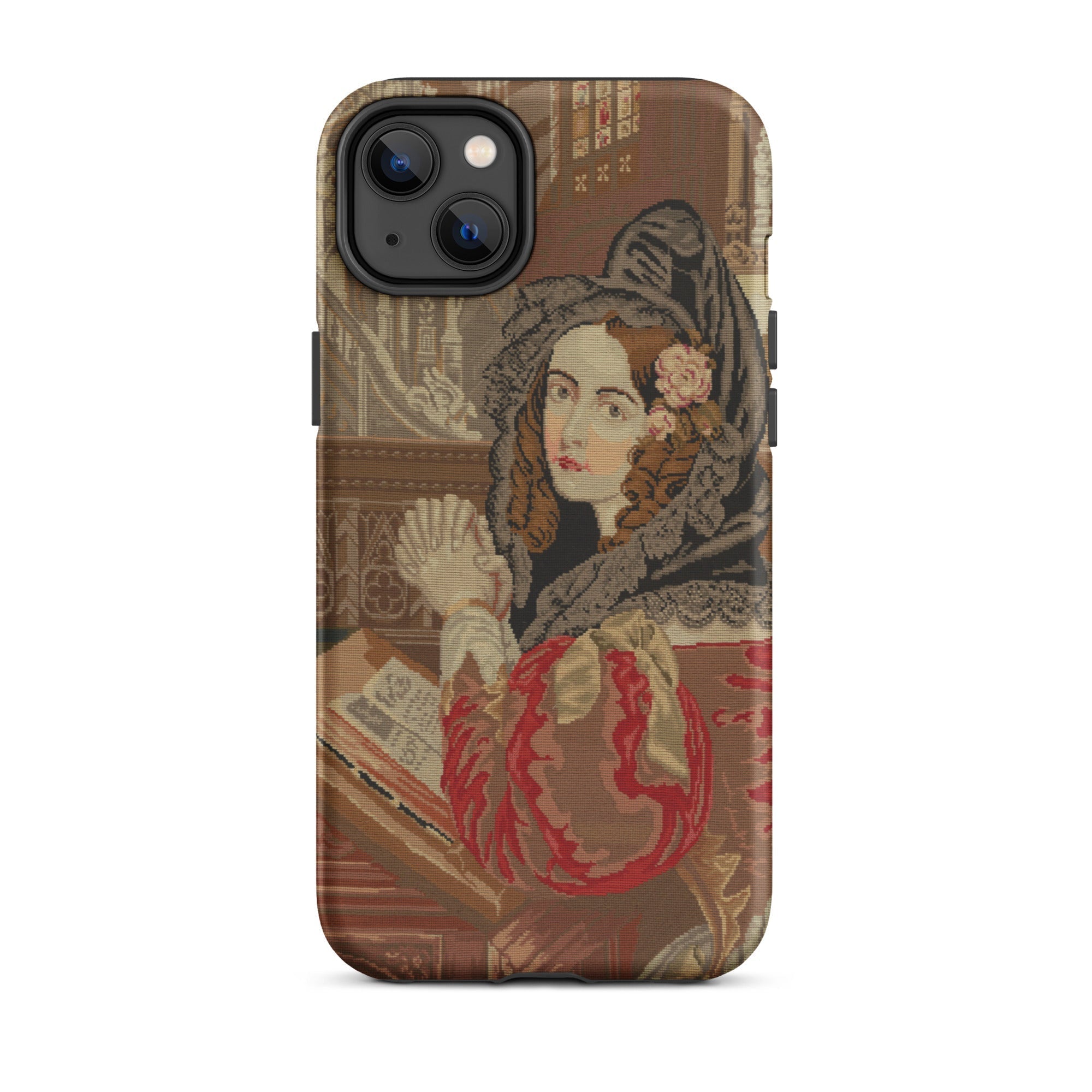 Prayer Break Gothic Revival Embroidered Iphone Case, 14 Plus / Matte, Iphone Case Vintage Woman Portrait