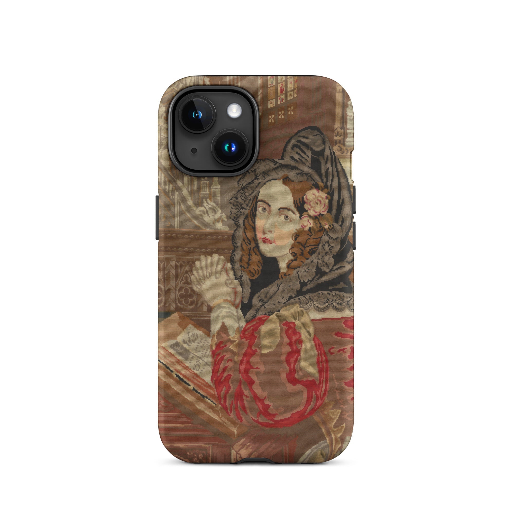 Prayer Break Gothic Revival Embroidered Iphone Case, 15 / Matte, Phone Case Tapestry Style Woman Portrait