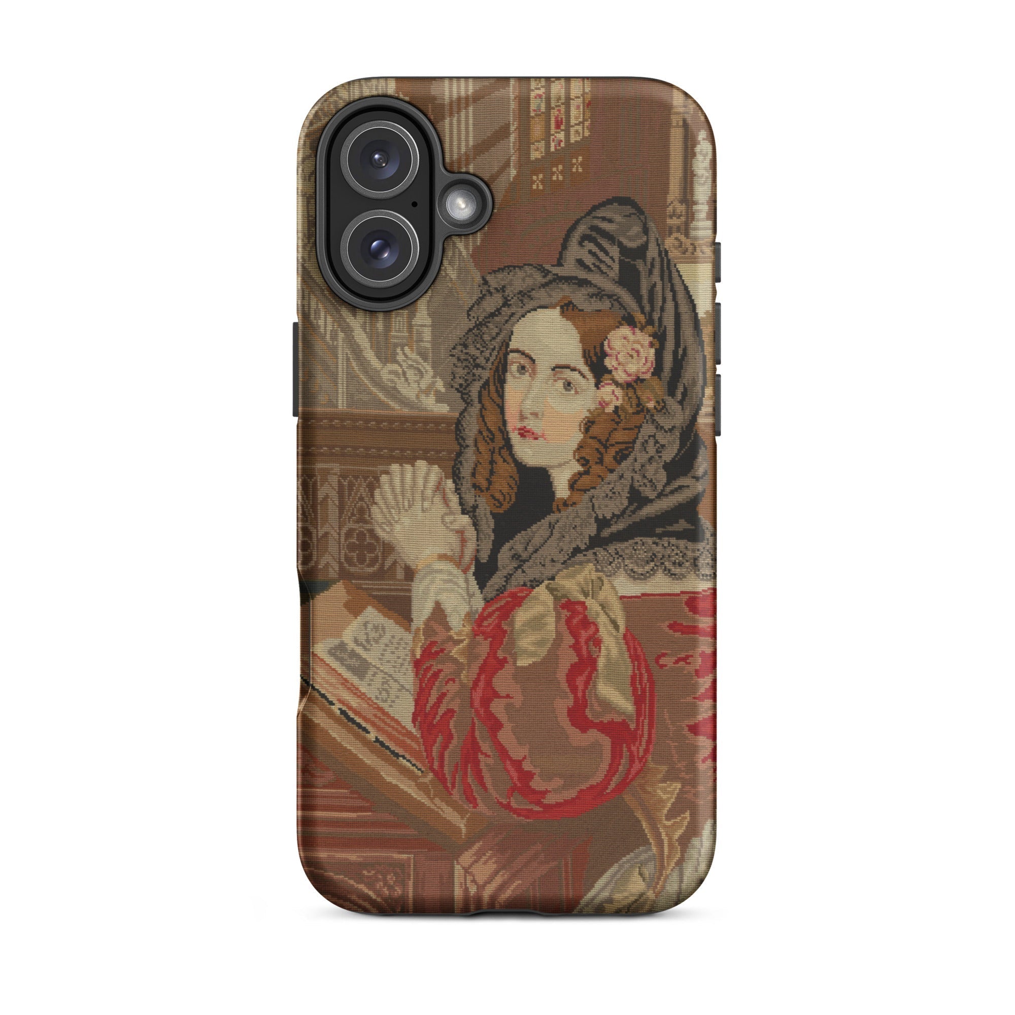 Prayer Break Gothic Revival Embroidered Iphone Case, 16 Plus / Matte, Phone Case Vintage Portrait