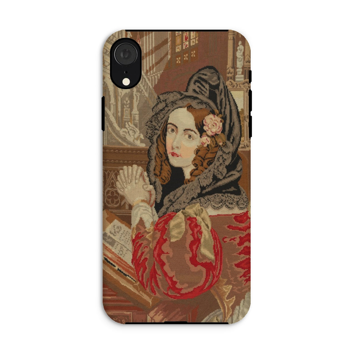 Prayer Break Gothic Revival Embroidered Iphone Case, Xr / Matte, Phone Case Vintage Portrait
