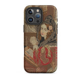 Prayer Break - Gothic Revival Embroidered Phone Case Iphone 16 Pro Max / Matte Phone Case Vintage Woman Portrait Syntax, Her Eyes Stitched,