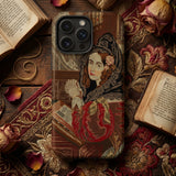 Prayer Break - Gothic Revival Embroidered Phone Case Vintage-style Phone Case Embroidered Portrait Woman Period Attire Syntax, Her Eyes