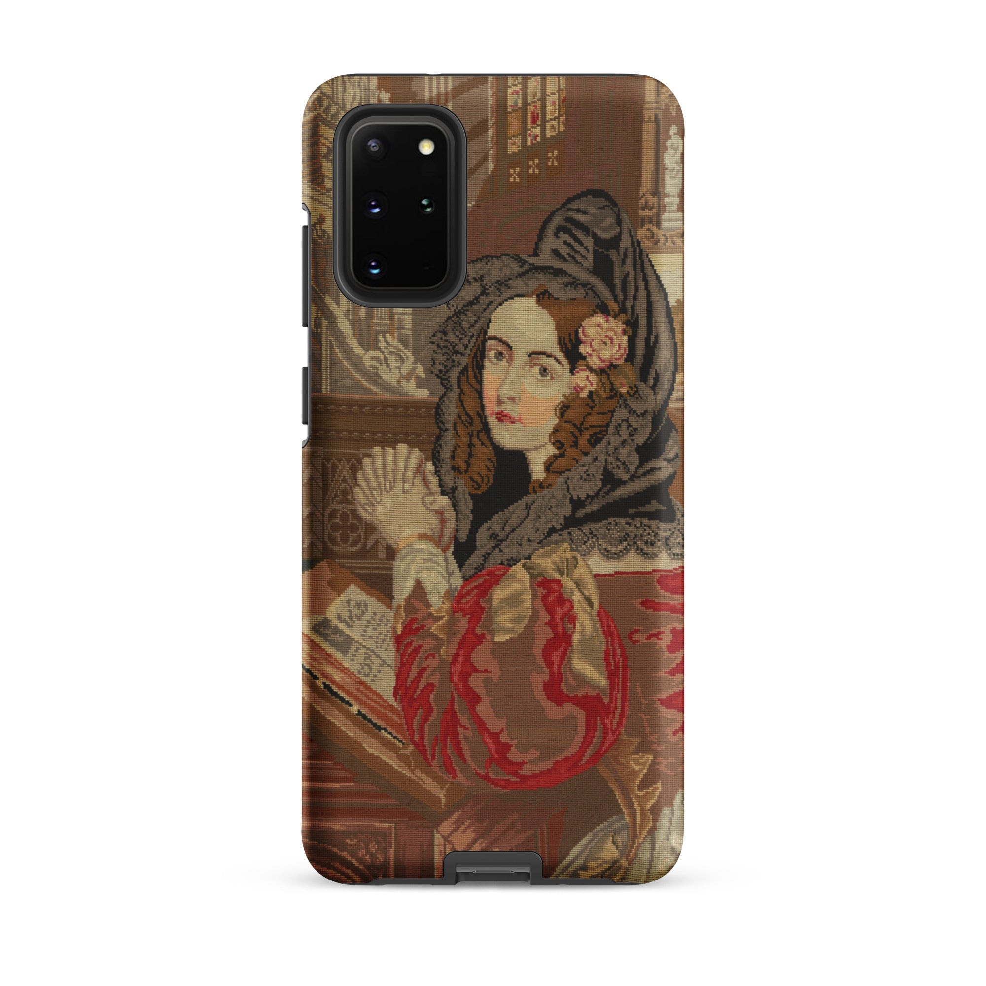Prayer Break Gothic Revival Embroidered Samsung Case, Galaxy S20 Plus / Matte, Brown Phone Case Vintage Portrait Woman