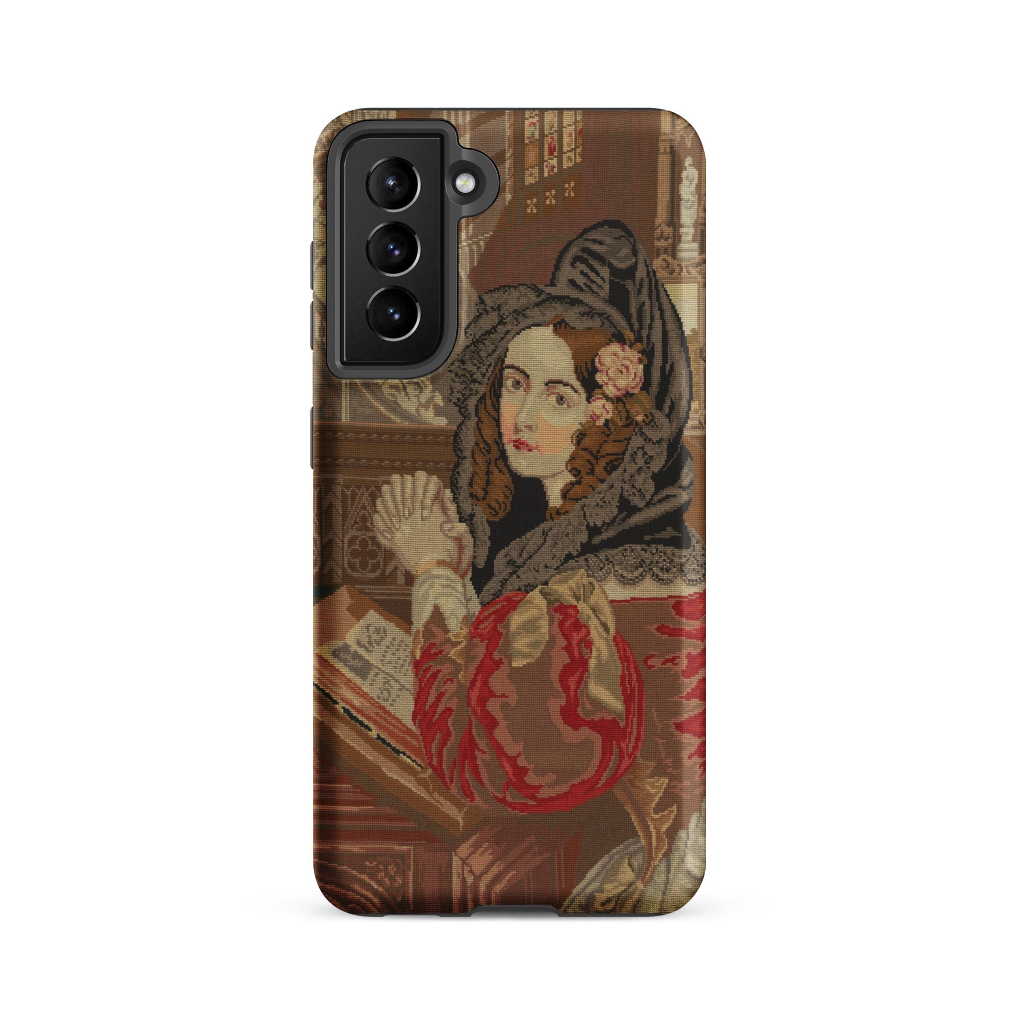 Prayer Break Gothic Revival Embroidered Samsung Case, Galaxy S21 Fe / Matte, Smartphone Case Classical Painting Woman Bonnet