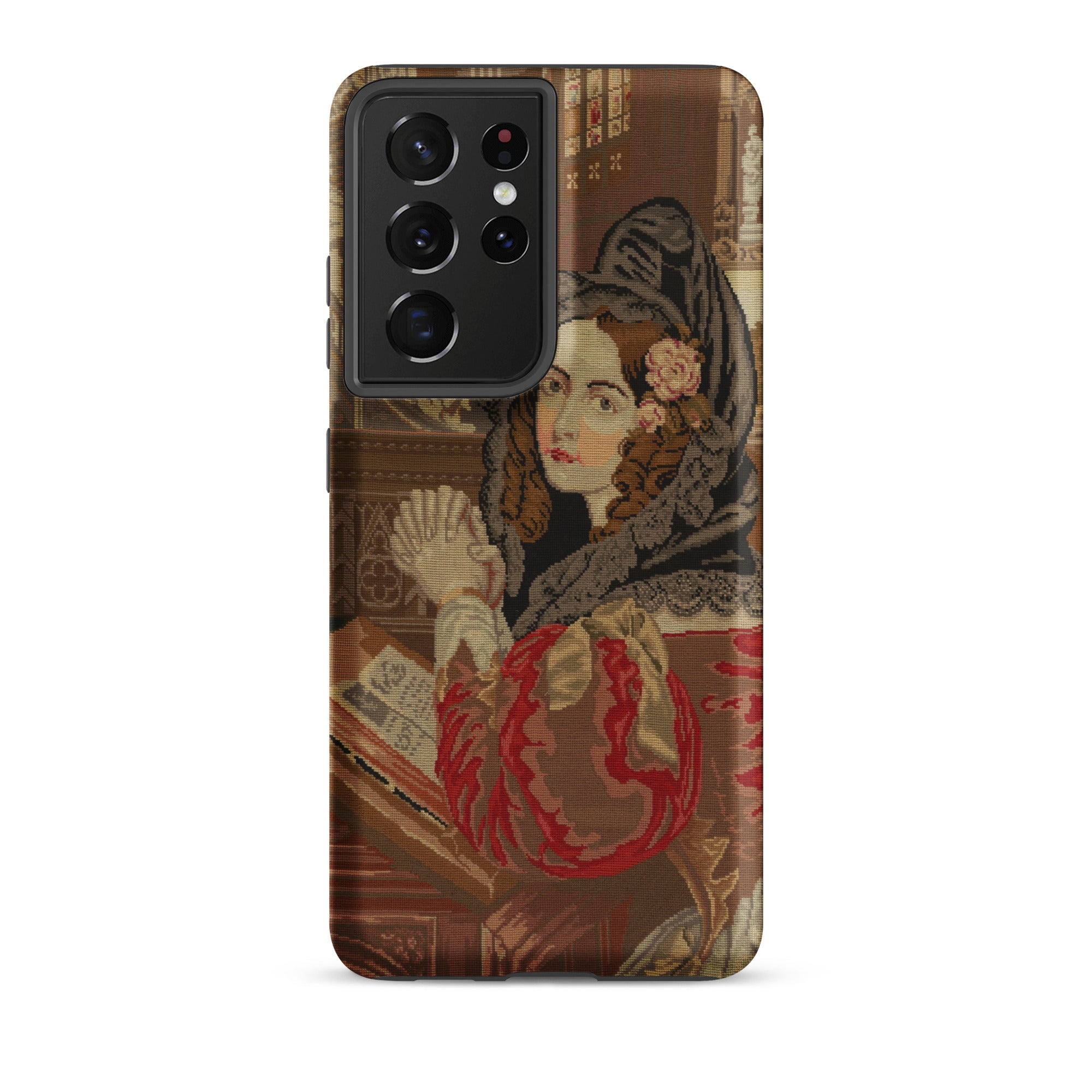 Prayer Break Gothic Revival Embroidered Samsung Case, Galaxy S21 Ultra / Matte, Phone Case Classical Painting Woman