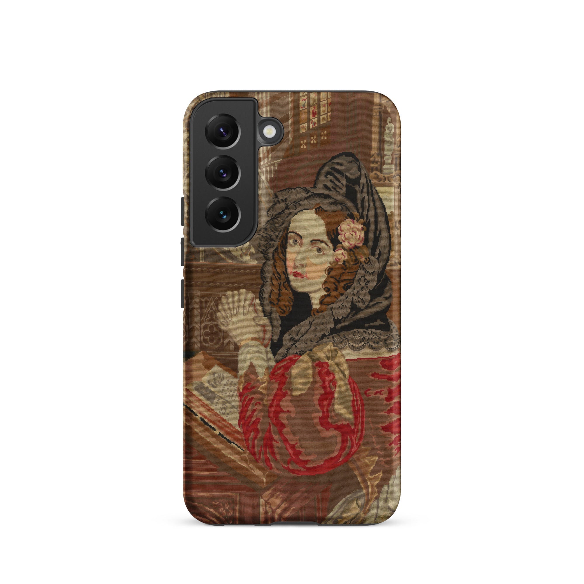 Prayer Break Gothic Revival Embroidered Samsung Case, Galaxy S22 / Matte, Phone Case Classic Art Print Woman Bonnet Rose