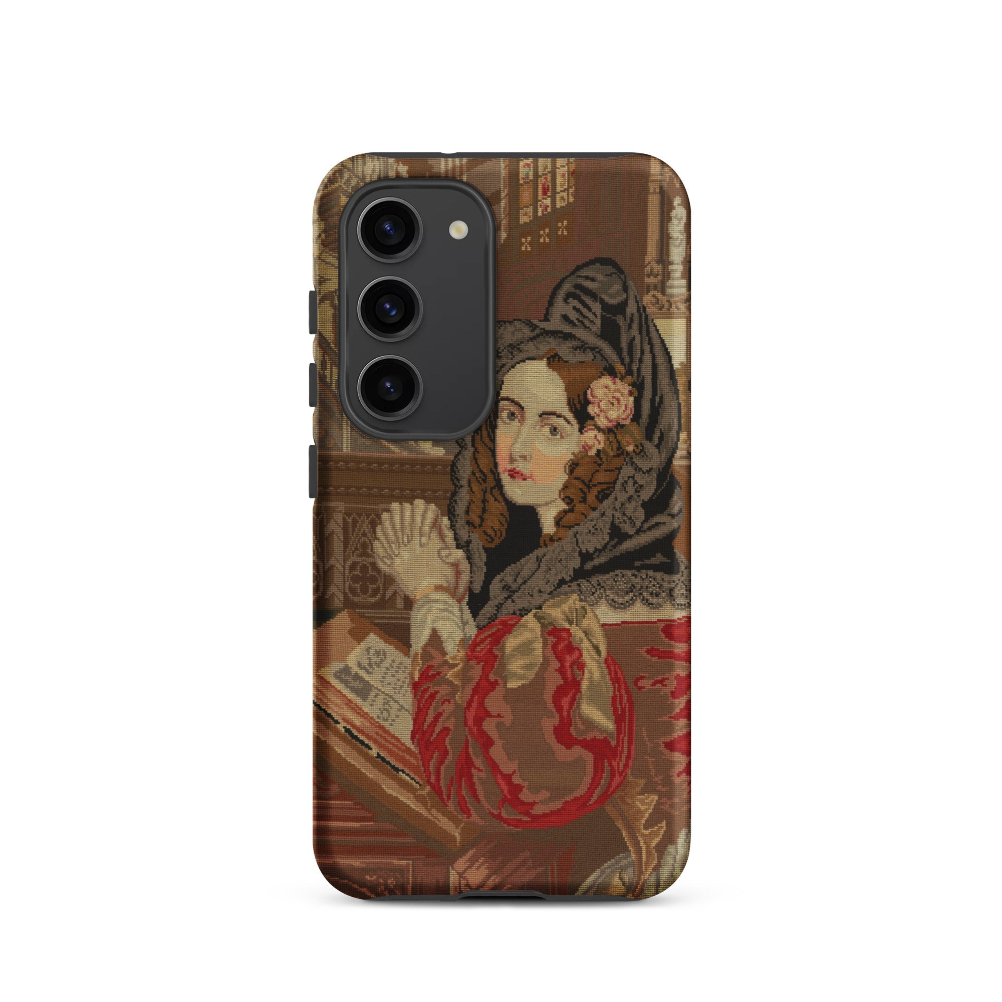 Prayer Break Gothic Revival Embroidered Samsung Case, Galaxy S23 / Matte, Brown Phone Case Classical Portrait Woman
