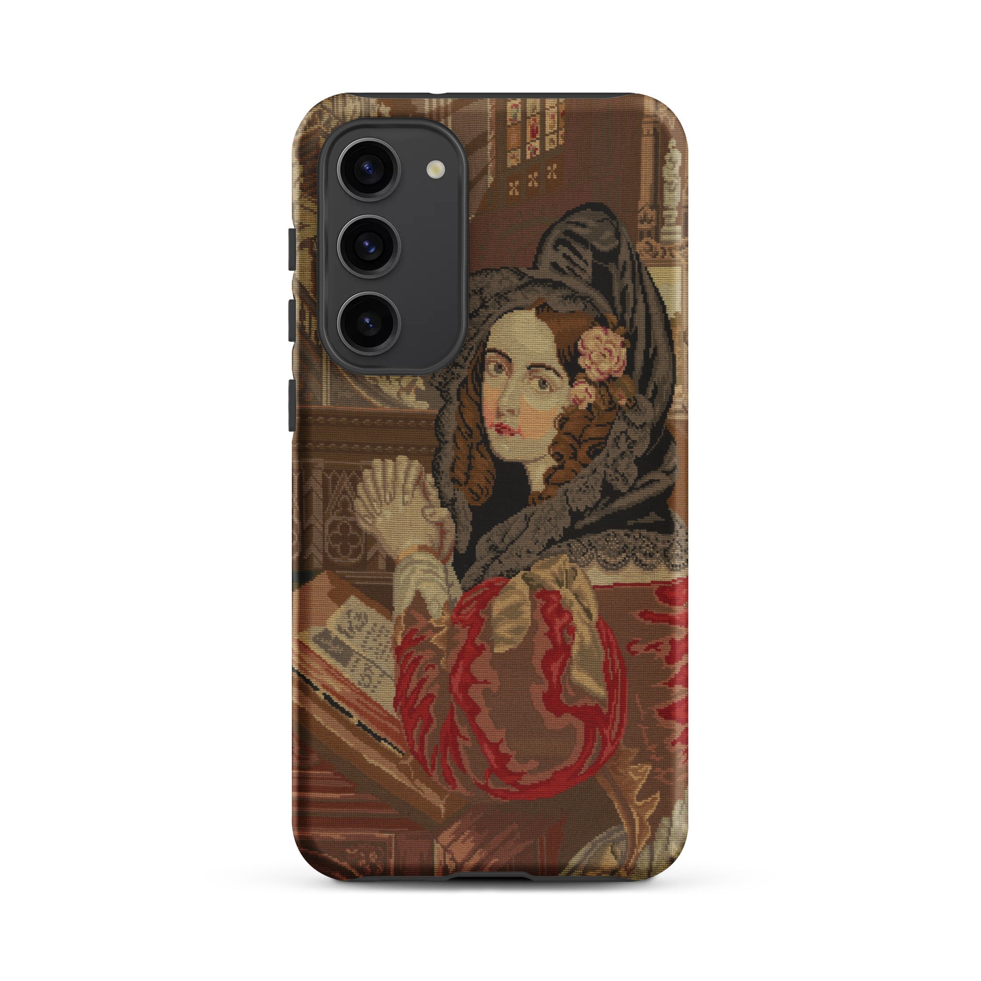 Prayer Break Gothic Revival Embroidered Samsung Case, Galaxy S23 Plus / Matte, Phone Case Classical Painting Woman