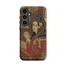 Prayer Break Gothic Revival Embroidered Samsung Case, Galaxy S24 Plus / Matte, Brown Smartphone Case Vintage Portrait Woman Book