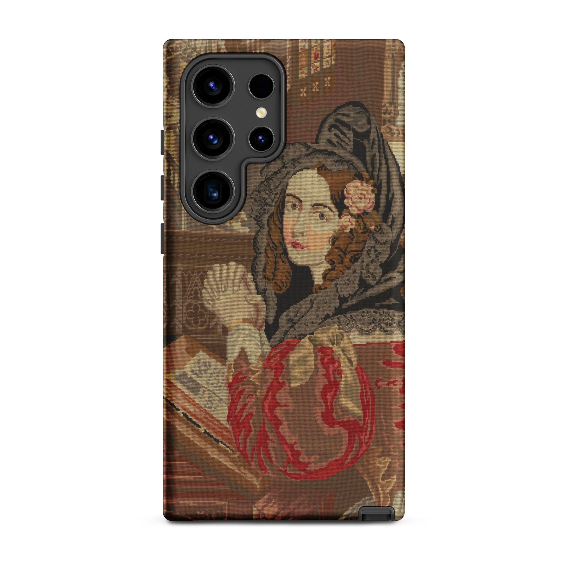 Prayer Break Gothic Revival Embroidered Samsung Case, Galaxy S24 Ultra / Matte, Smartphone Case Classic Art Print Woman