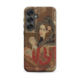 Prayer Break - Gothic Revival Embroidered Samsung Case, Galaxy S25 Plus / Matte, Smartphone Case Vintage Tapestry-like Design Woman Folded