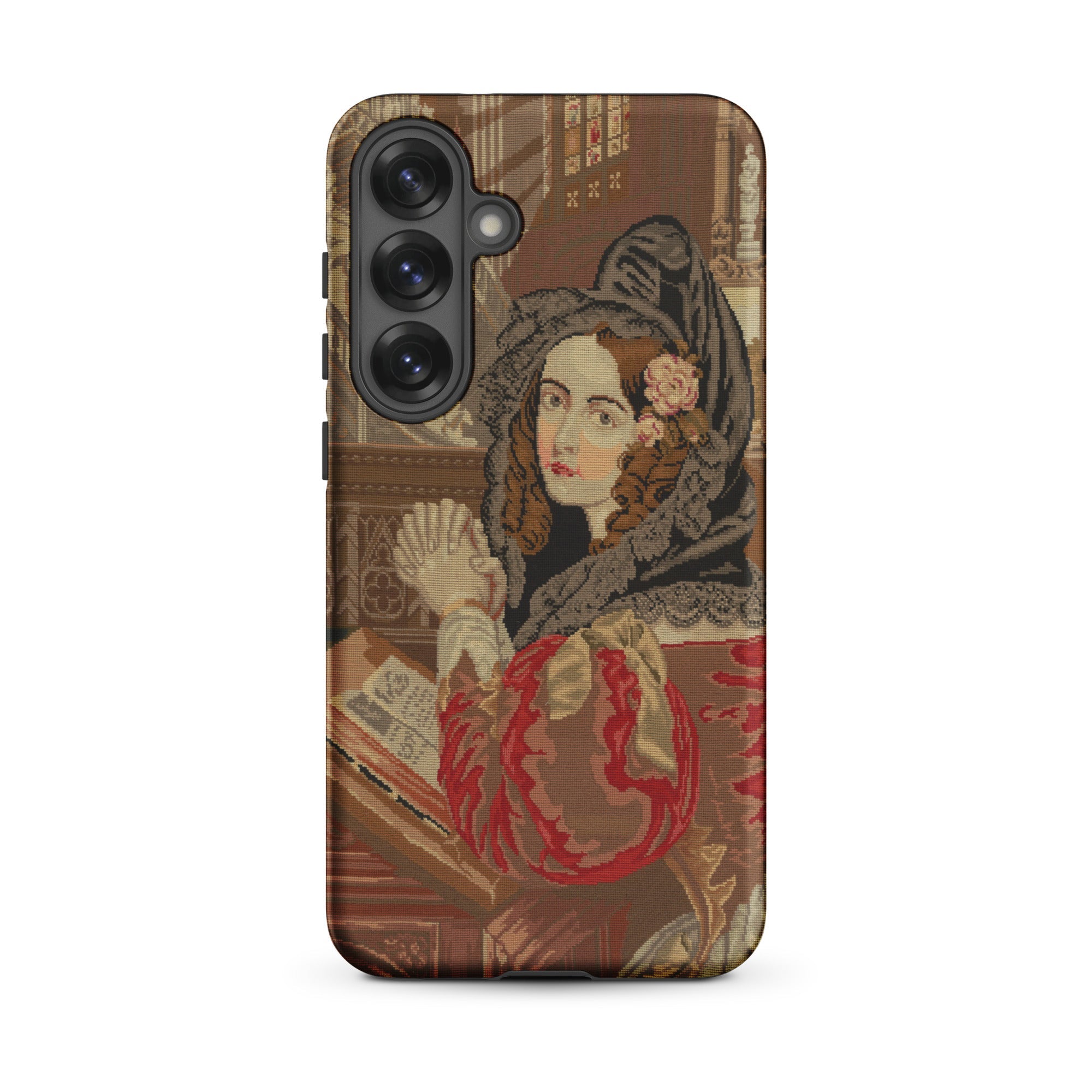 Prayer Break Gothic Revival Embroidered Samsung Case, Galaxy S25 Plus / Matte, Smartphone Case Vintage Tapestry Like Design Woman Folded