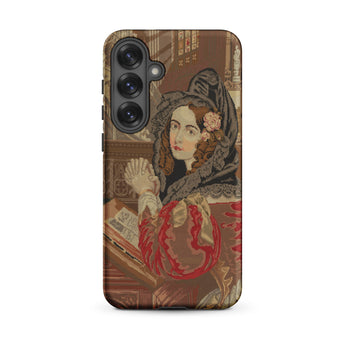 Prayer Break - Gothic Revival Embroidered Samsung Case, Galaxy S25 Plus / Matte, Smartphone Case Vintage Tapestry-like Design Woman Folded