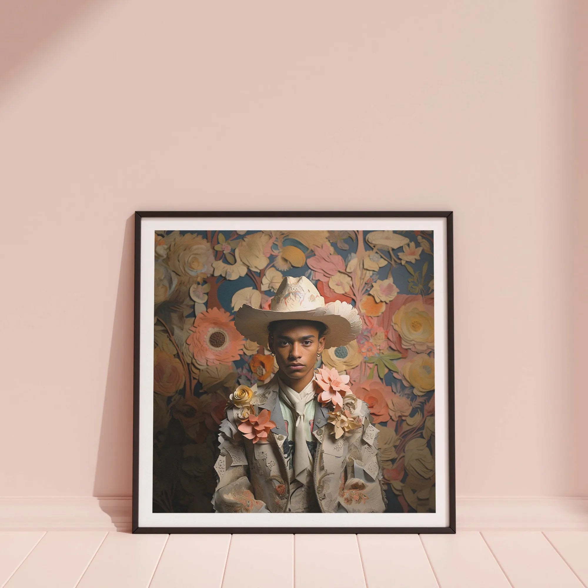 Presley - Gay Black Cowboy Art - Afroamerican Queerart Twunk - 16’x16’ - Posters Prints & Visual Artwork - Aesthetic Art