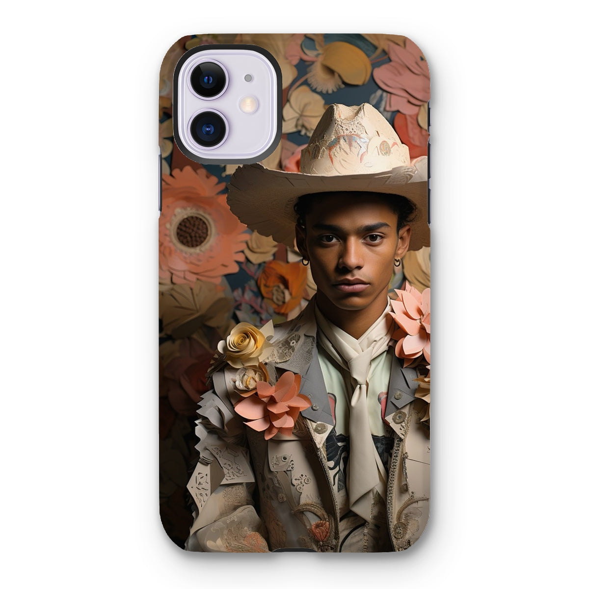 Presley - Gay Black Twunk Cowboy Art Iphone Case, 11 / Matte, Floral Cowboy Phone Case