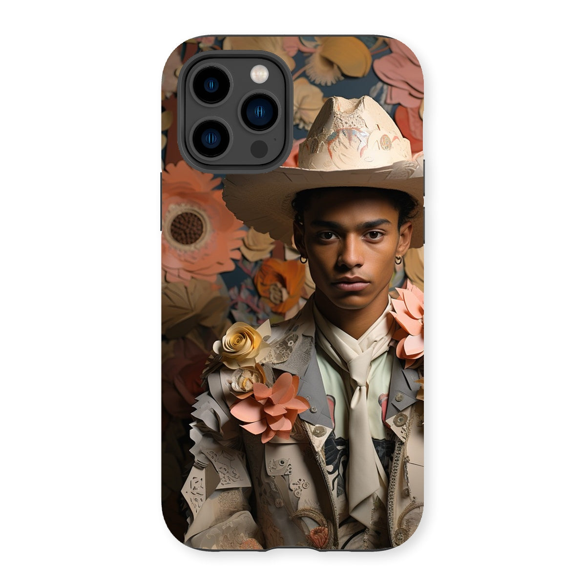Presley - Gay Black Twunk Cowboy Art Iphone Case, 14 Pro / Matte, Floral Cowboy Phone Case
