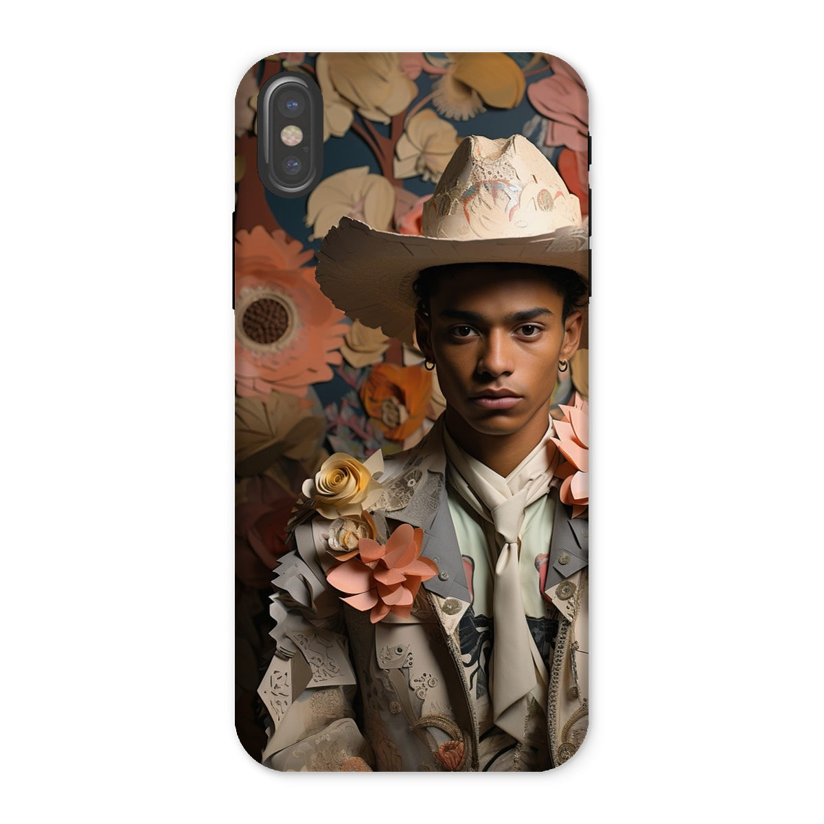 Presley - Gay Black Twunk Cowboy Art Iphone Case, x / Matte, Floral Cowboy Phone Case