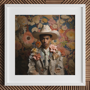 Presley - Impresión artística de vaquero gay negro twunk 