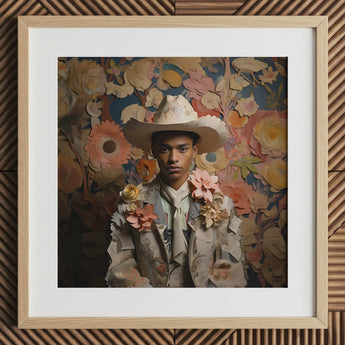 Presley - Gay Black Twunk Cowboy Art Print / Canvas, 12x12’’ / 31x31cm / Natural Frame / Matboard, Posters Prints & Visual Artwork, Toby