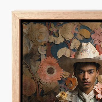 Framed Artwork Portrait Man Wide-brimmed Hat Backdrop Layered Dandy Gay Cowboy, Afroamerican Twunk Outlaw’s, Spirit’s Queer