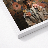 Framed Portrait Model Ornate Beige-toned Jacket Adorned Layered Dandy Gay Cowboy, Afroamerican Twunk Outlaw’s, Spirit’s Queer