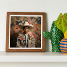 Presley - Gay Black Twunk Cowboy Art Print, Framed Artistic Portrait Floral Elements Cowboy Hat Decorative