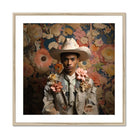 Presley - Gay Black Twunk Cowboy Art Print, Framed Portrait Photograph Person Light-colored Suit Cowboy Hat