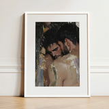Pressed - Erotic Gay Couple Art Print / Canvas, 12x16’’ / 31x41cm / White Frame / Matboard, Posters Prints & Visual Artwork, Toby Leon