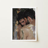 Pressed - Erotic Gay Couple Art Print / Canvas Framed Painting Two Men Intimate Embrace Textured Paint, Prints