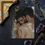 Pressed - Erotic Gay Couple Art Print / Canvas Textured Oil-painted Portrait Two Men Intimate Embrace Visible, Prints