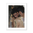 Pressed Erotic Gay Couple Art Print, Framed Oil Painting Two Men