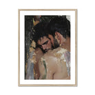 Pressed Erotic Gay Couple Art Print, Framed Oil Painting Two Men