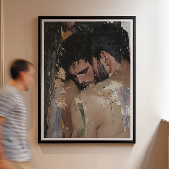 Pressed - Erotic Gay Couple Art Print, Framed Painting Two Men