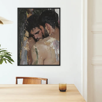 Pressed - Erotic Gay Lovers Framed Canvas, Framed Painting Two Men