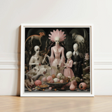 Framed Artwork Surreal Scene Pale Humanoid Figures Ornate Grand High Ghoul’s Nuptial Feast