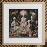 Pretty in Pink - Lowbrow Queer Horror Art Print, 12x12’’ / 31x31cm / Natural Frame / 2’’ Matboard, Framed Artwork Otherworldly Family Pale