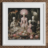 Pretty in Pink - Lowbrow Queer Horror Art Print / Canvas Surreal Framed Artwork Pale-skinned Figures Ornate Pink White Grand High Ghoul’s